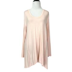 Soft Surroundings Womens Long Sleeve Tunic Top S Peach Basic Casual Boho Stretch